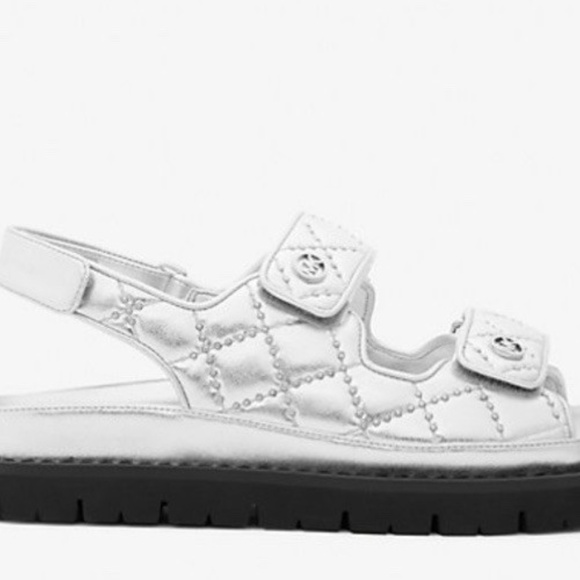 Michael Kors Holland Studded Metallic Quilted Sandal - Picture 2 of 7